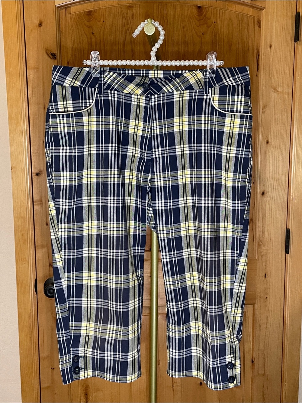 Emerald 18 Navy, Yellow Blue and White Plaid Gold Pants